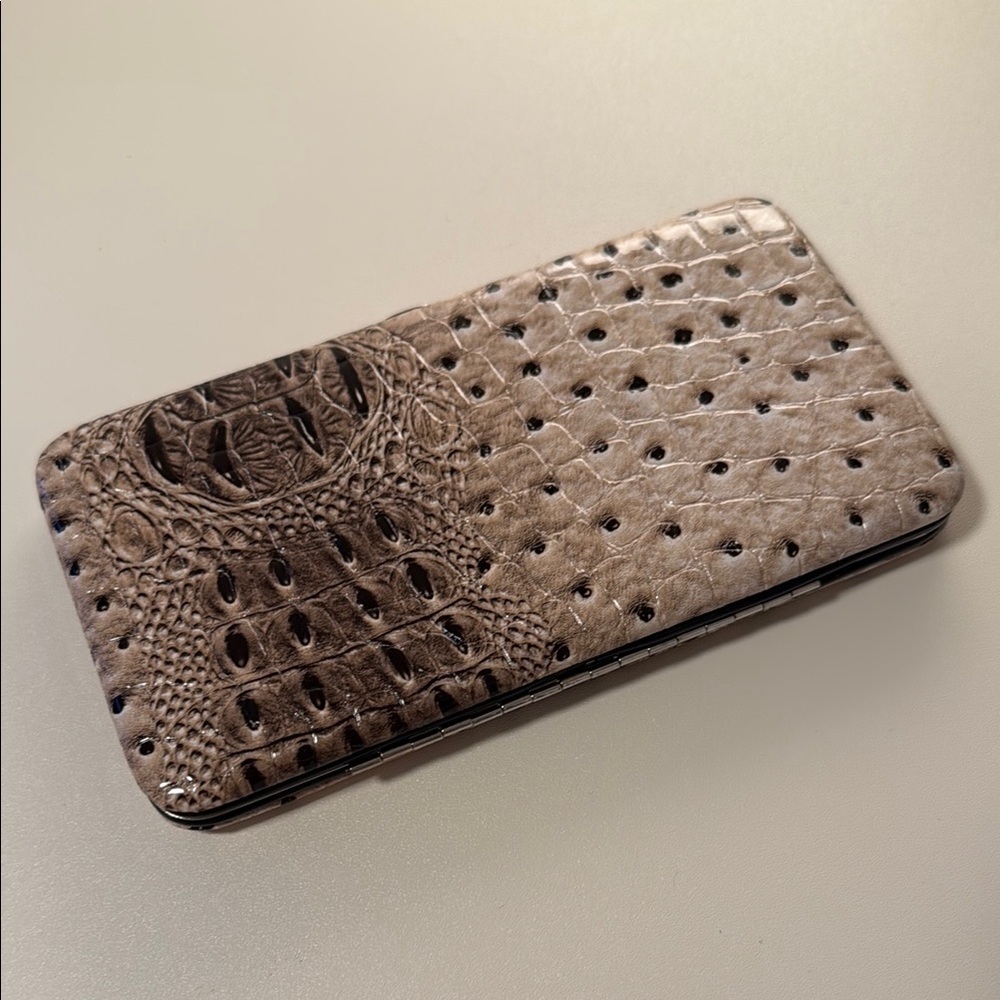Sleek faux crocodile skin wallet